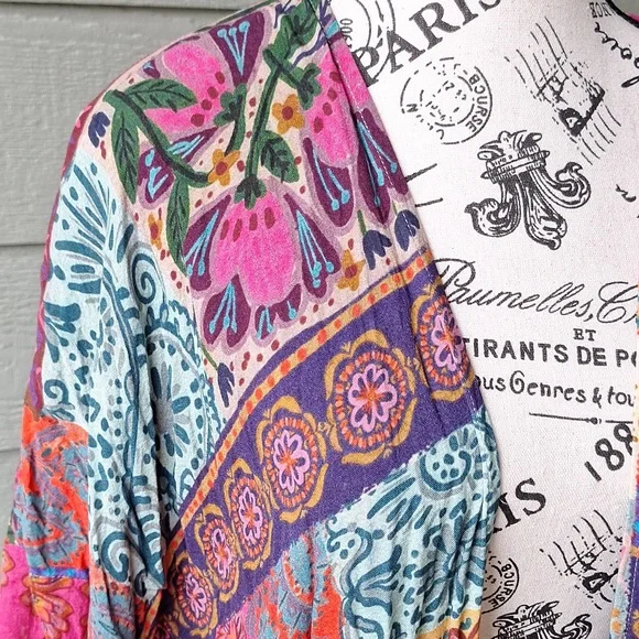 Natural Life Sierra Patchwork Print Duster Size L/XL Boho Multicolor Casual - Picture 4 of 11